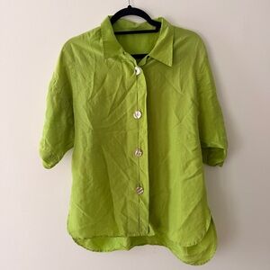 Relaxed Button-Down Shirt in Lime Green